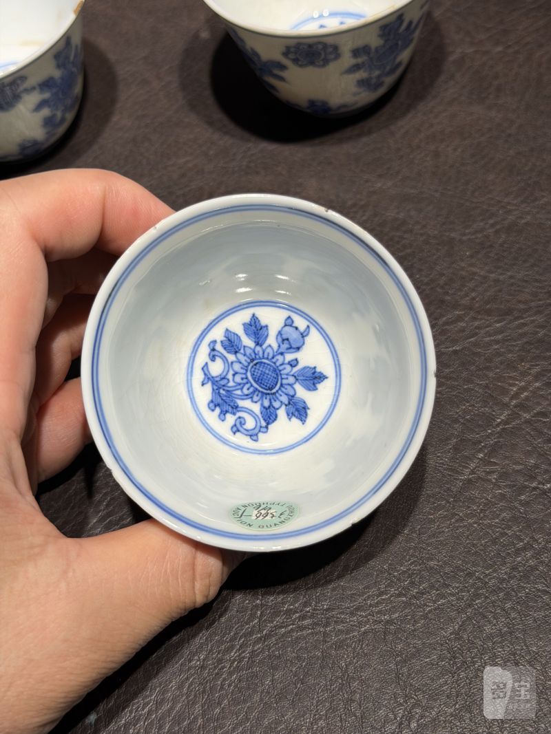清康熙 青花清供图茶杯（一组六件） - 图6